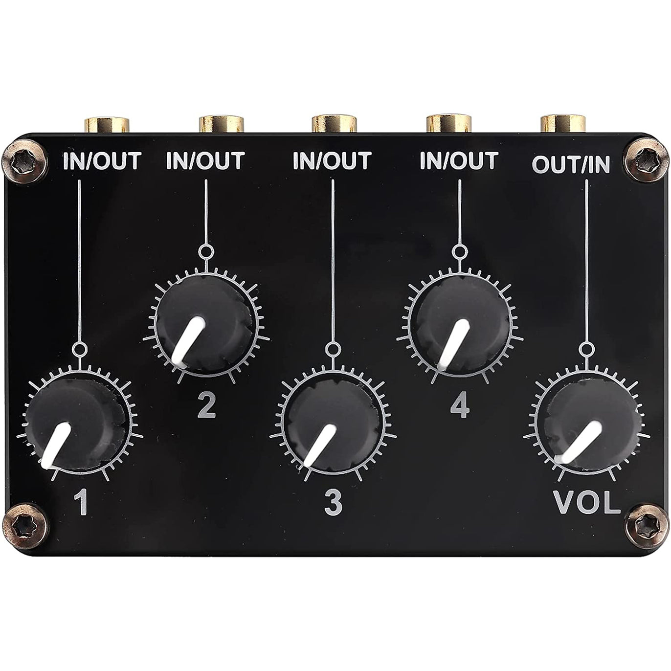PROZOR 4 Channel Stereo Audio Mixer, 3.5mm Input/Output Mini Passive
