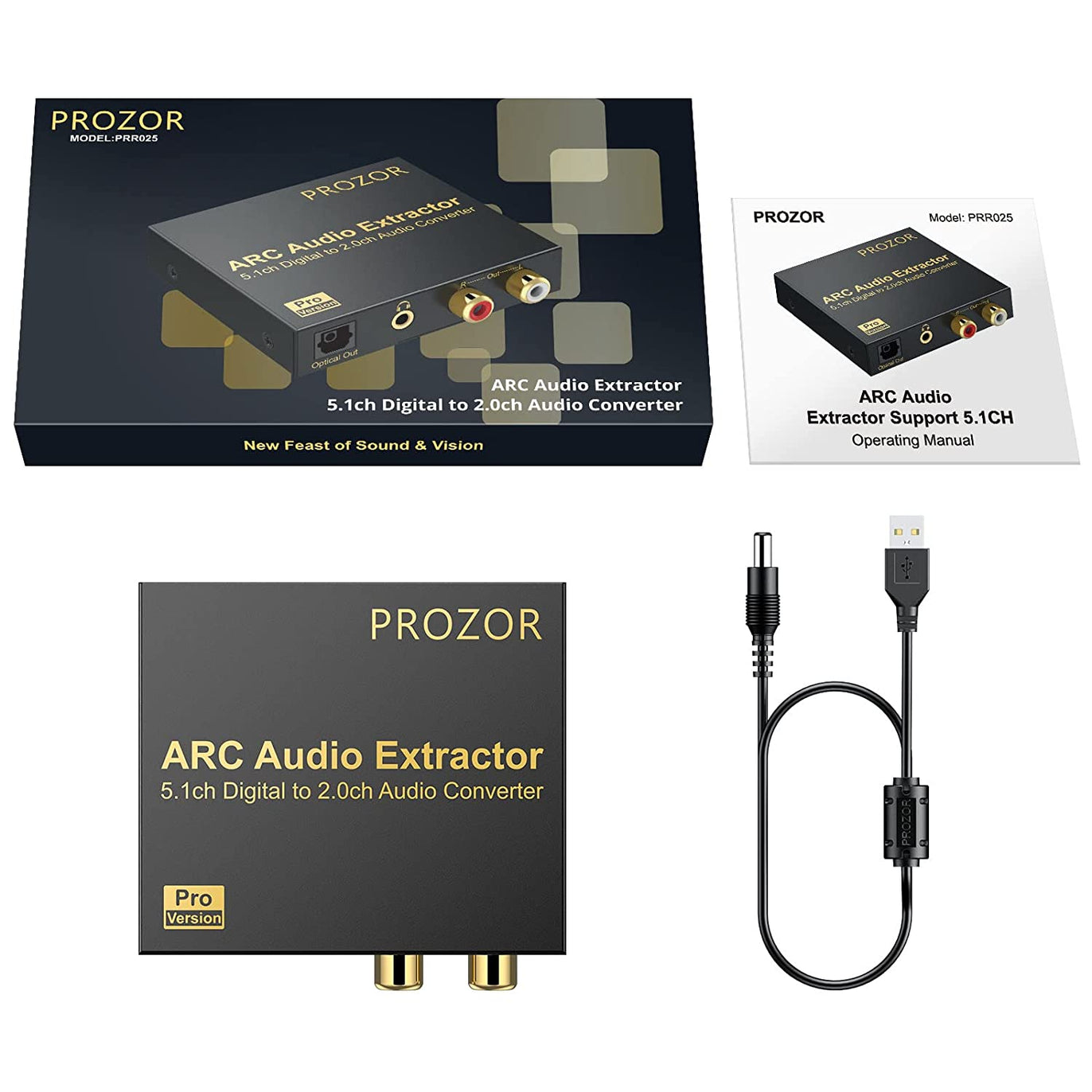 PROZOR 192KHz DAC Converter ARC Audio Extractor