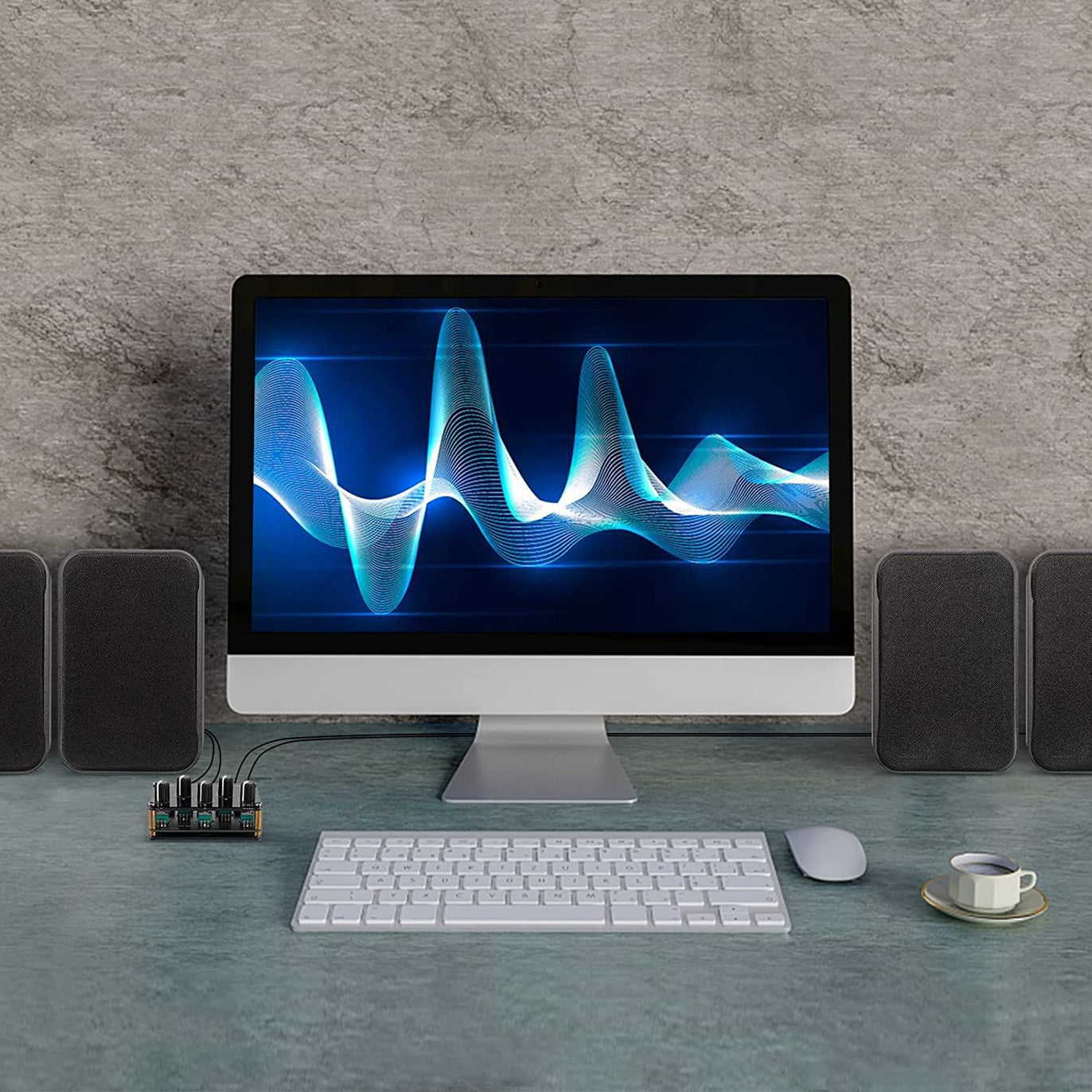 PROZOR 4 Channel Stereo Audio Mixer, 3.5mm Input/Output Mini Passive
