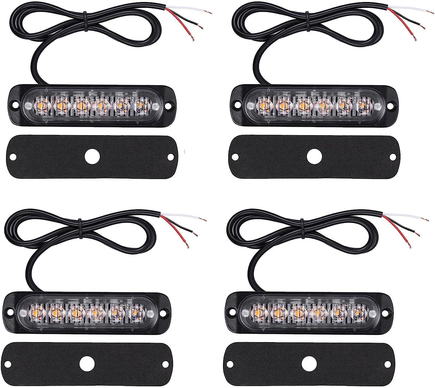 PROZOR LED Beacon Light 4PCS 6LEDs Flashing Lights