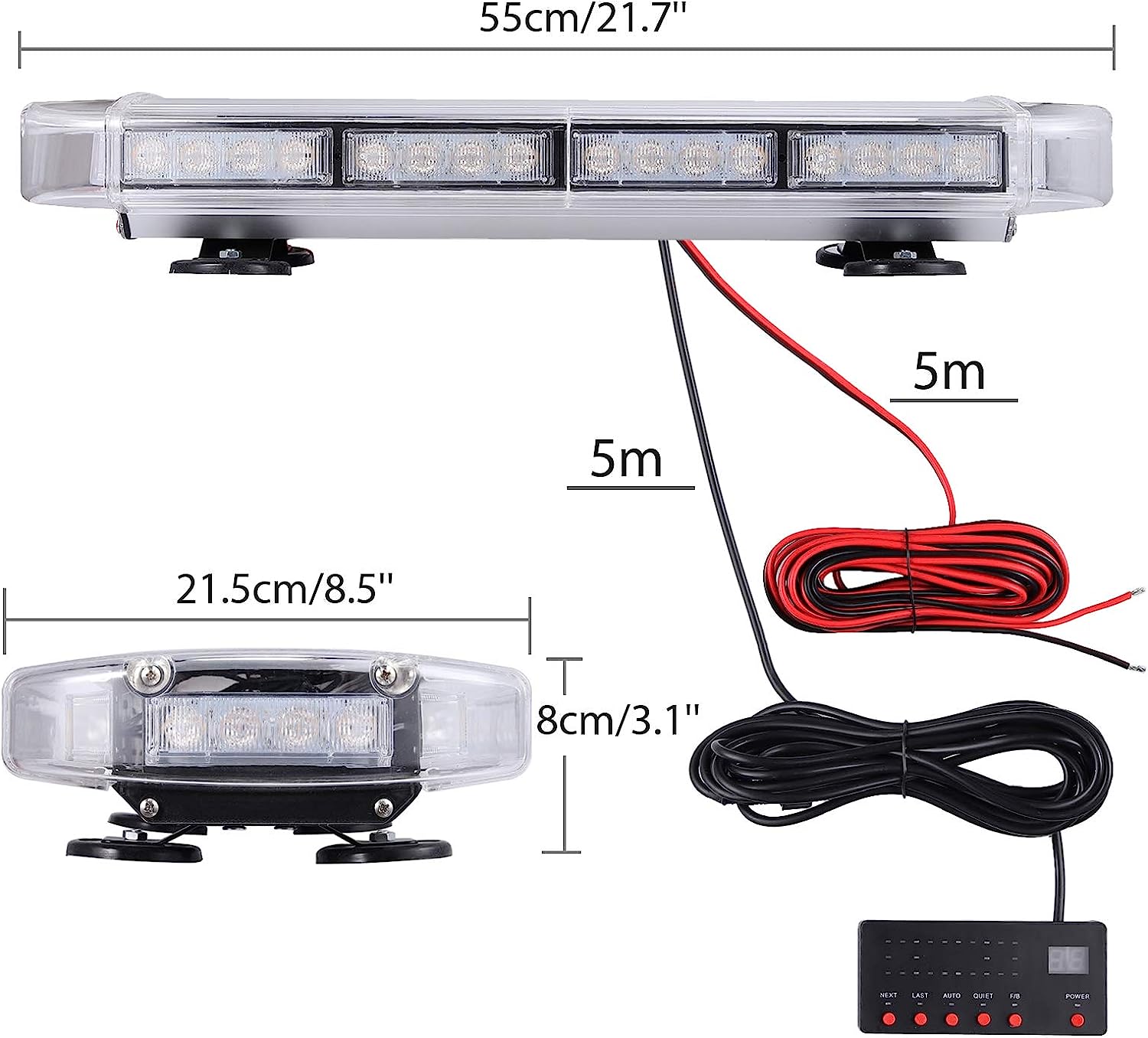 PROZOR Car Roof Light 40LEDs Amber Emergency Light IP65 Waterproof