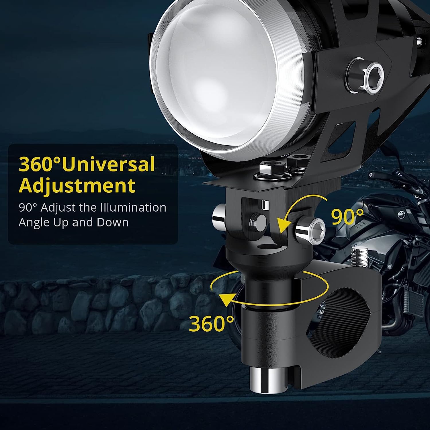 PROZOR Motorcycle Headlights 2PCS IP65 Motorbike LED Fog Spot Lights 15W U5