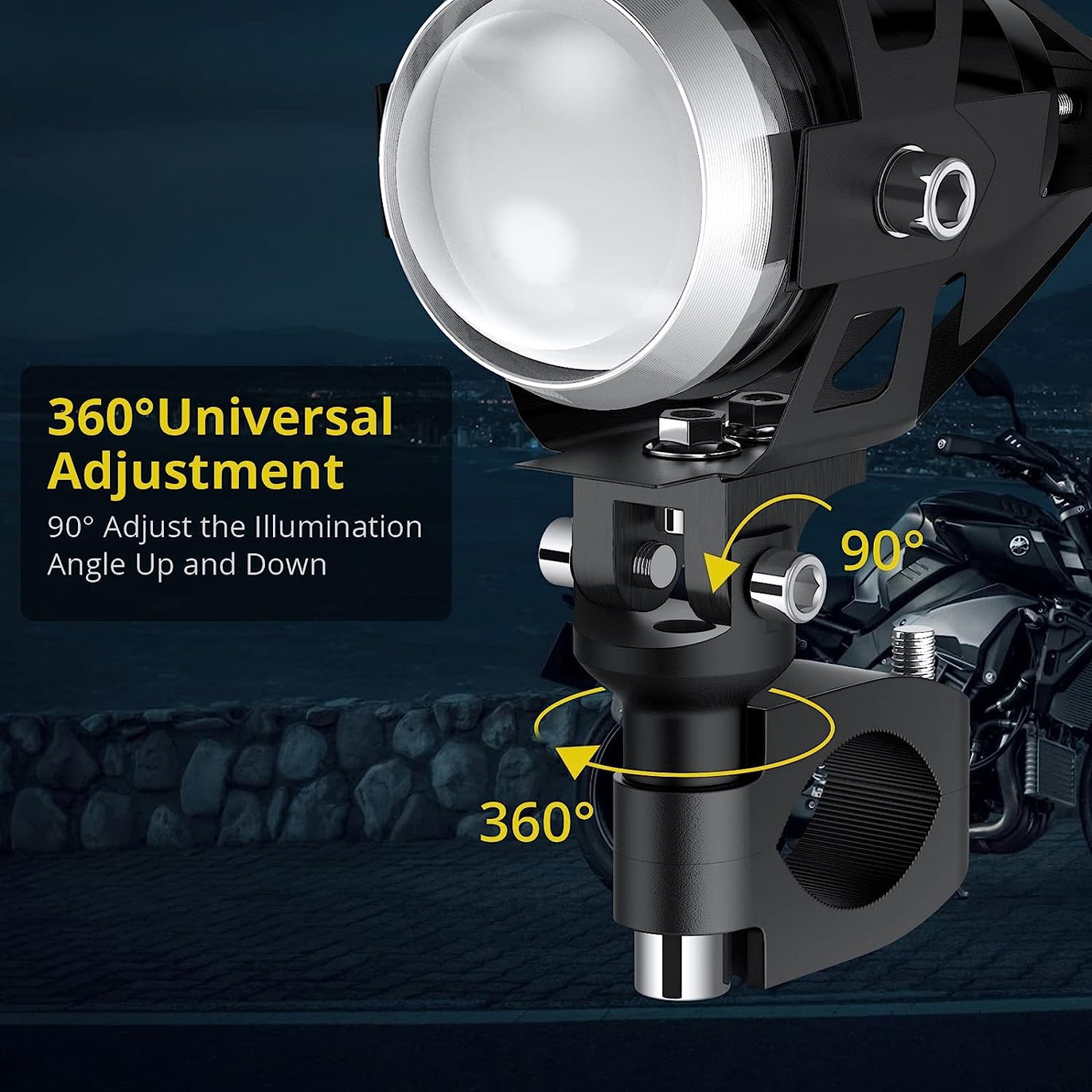 PROZOR Motorcycle Headlights 2PCS IP65 Motorbike LED Fog Spot Lights 15W U5