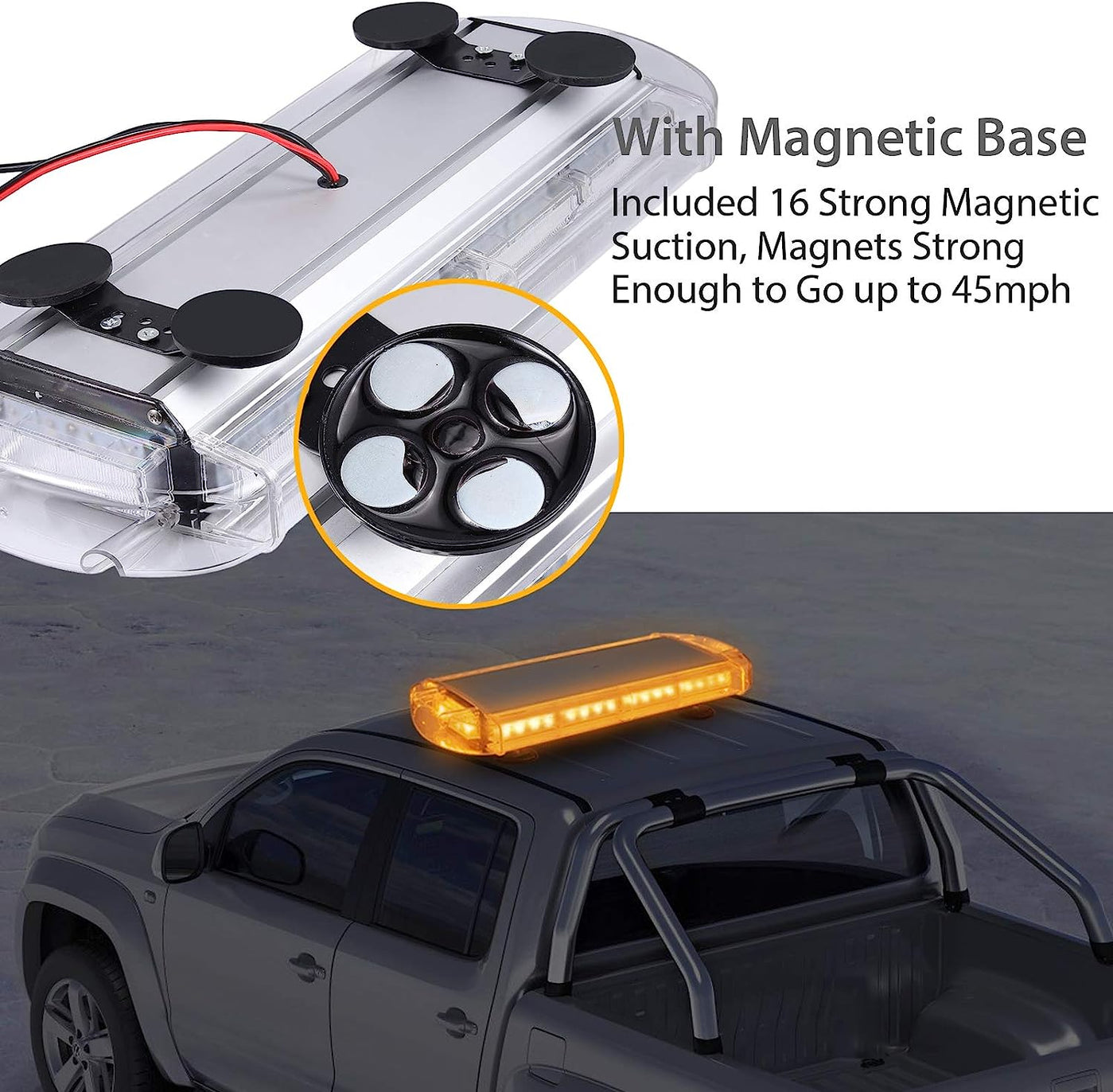 PROZOR Car Roof Light 40LEDs Amber Emergency Light IP65 Waterproof