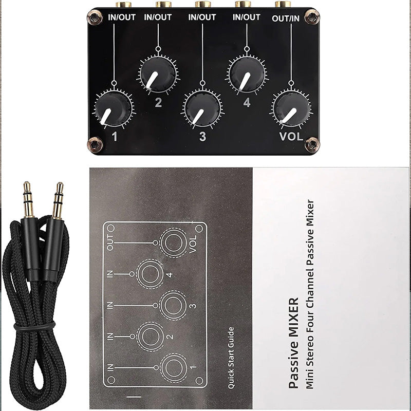PROZOR 4-Channel 3.5mm Input/Output Mini Stereo Audio Mixer