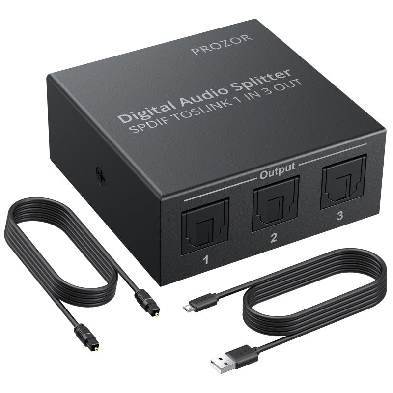 PROZOR 1 x 3 SPDIF Toslink Digital Audio Splitter 5.1CH