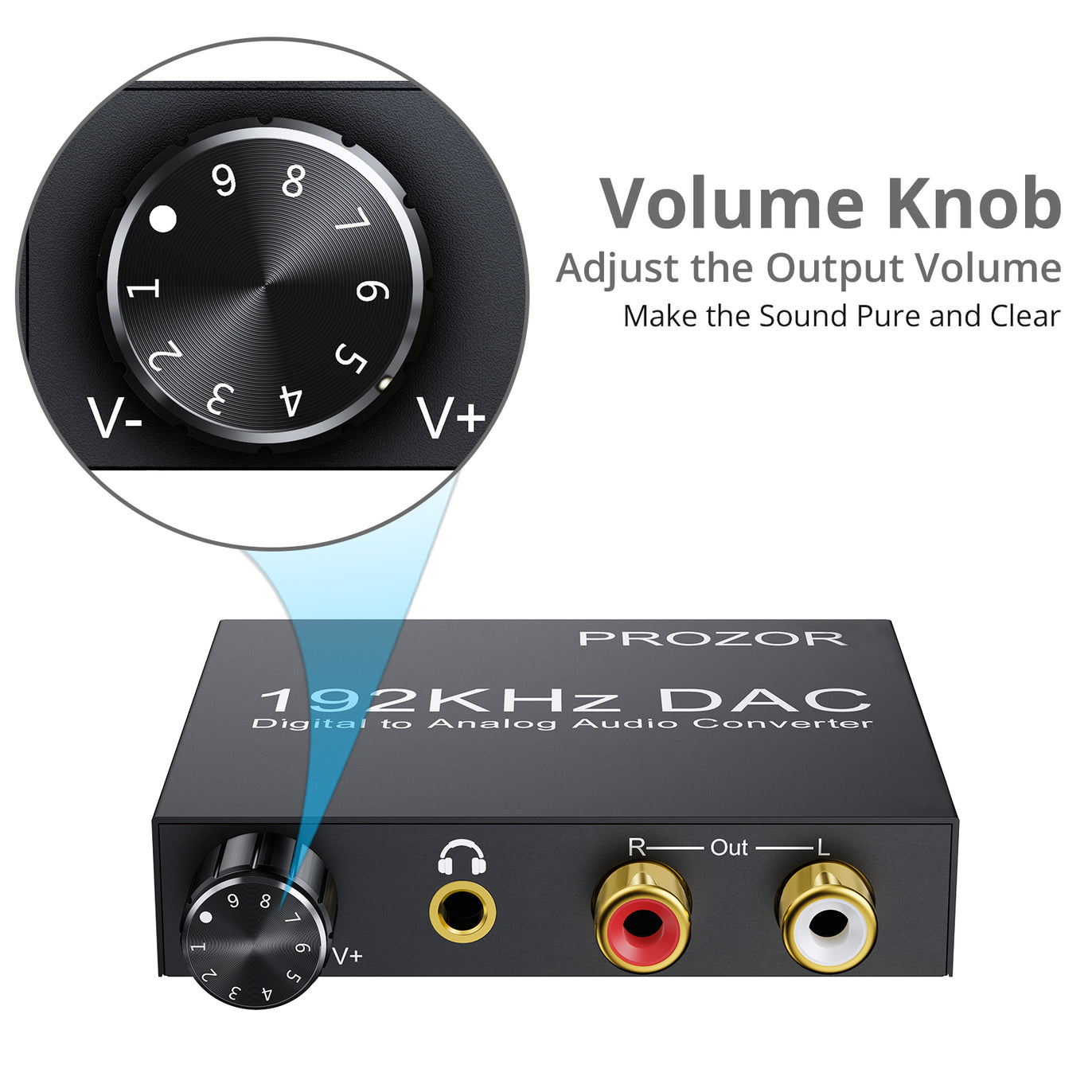 PROZOR 192kHz Digital to Analog Converter Volume Adjustable