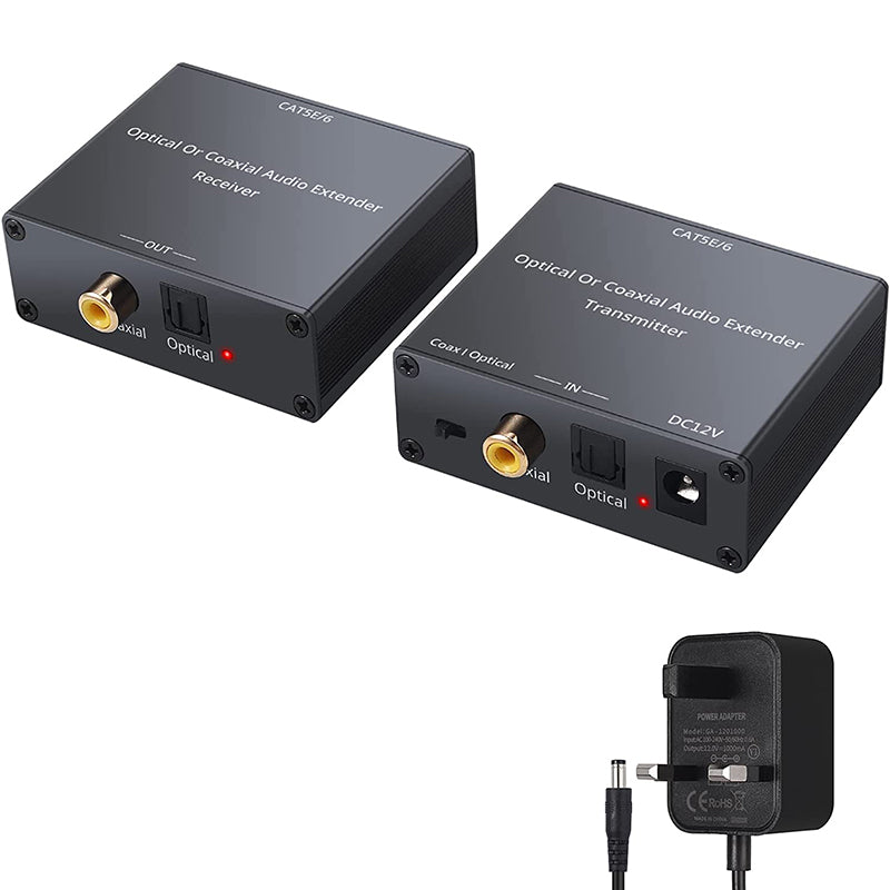 PROZOR Digital Audio Extender Coaxial SPDIF Optical Toslink Extender