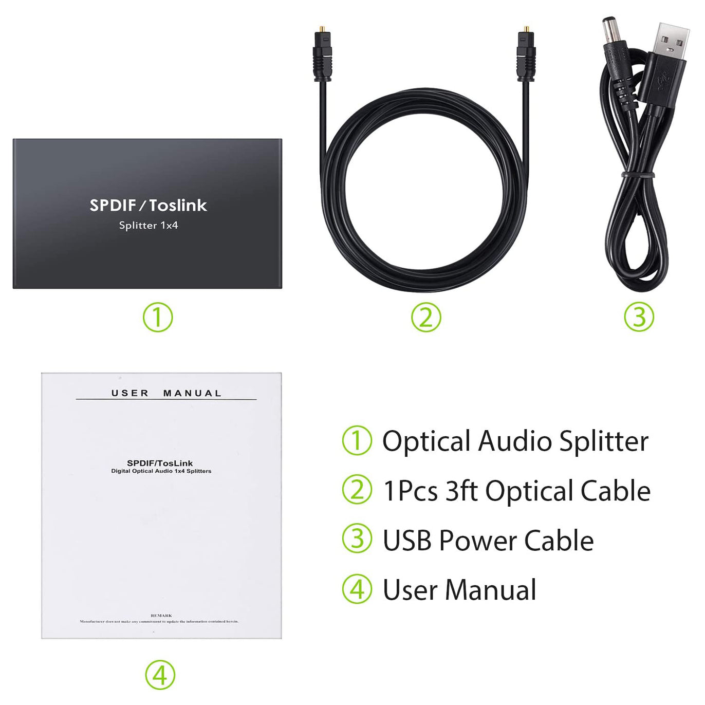 PROZOR 1x4 Digital Optical Audio Splitter