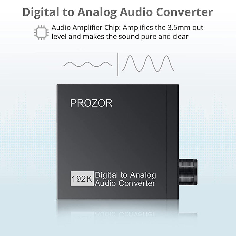 PROZOR 192kHz DAC Digital SPDIF Optical Toslink to 3.5mm Converter
