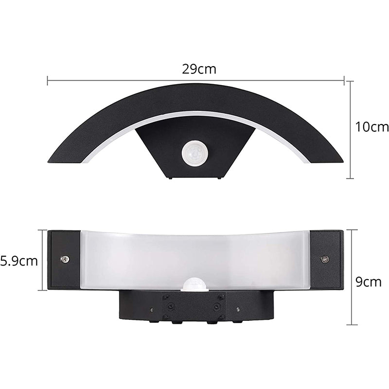 PROZOR LED Curved Wall Light PIR Motion Sensor 18W 3000K