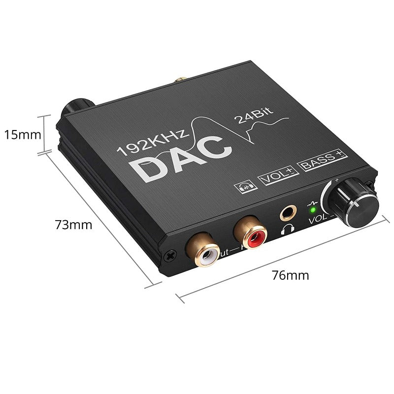 PROZOR 192kHz Digital to Analog Audio Converter with Bass Volume Control