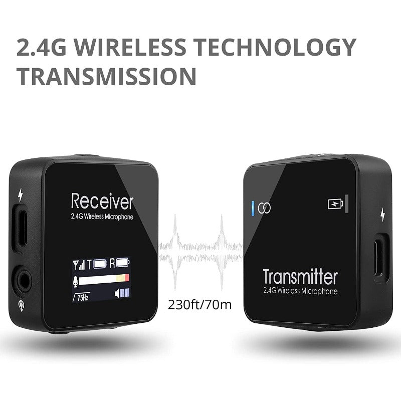 PROZOR 2.4GHz Wireless Lavalier Microphone System with 1 Transmitter & 1 Receiver Kit