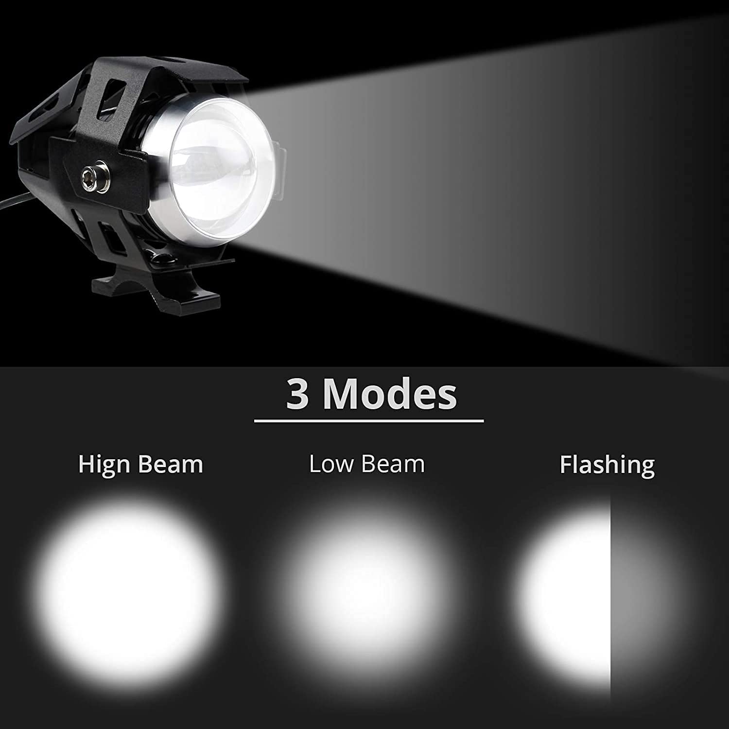 PROZOR Motorcycle Headlights Motorcycle Front Spotlights 1 Piece