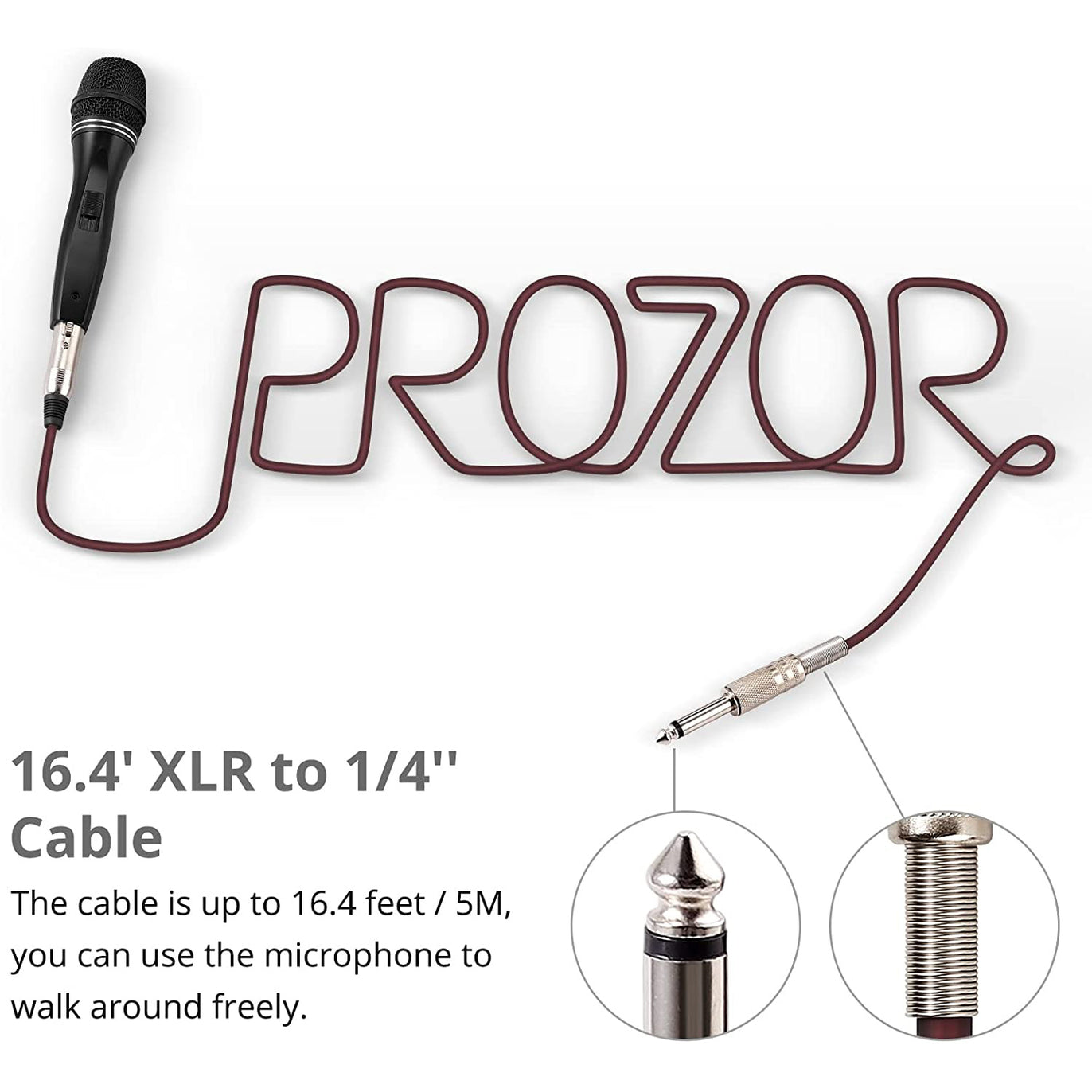 PROZOR Dynamic Karaoke Microphone with 16.4ft XLR Cable