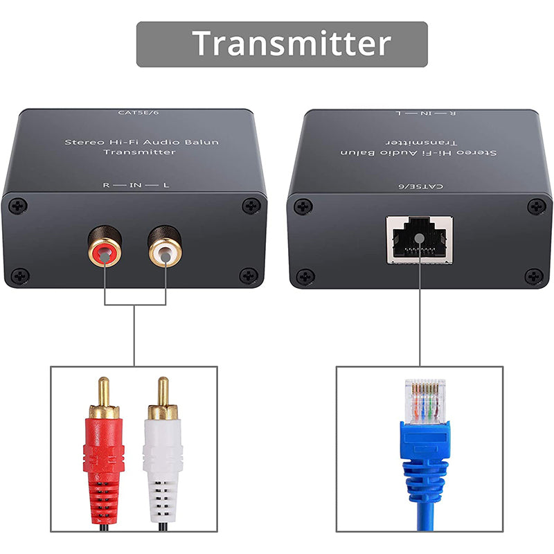 PROZOR Audio Balun Analog Audio Extender Stereo RCA to Stereo