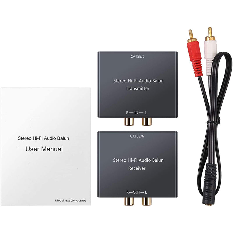 PROZOR Audio Balun Analog Audio Extender Stereo RCA to Stereo