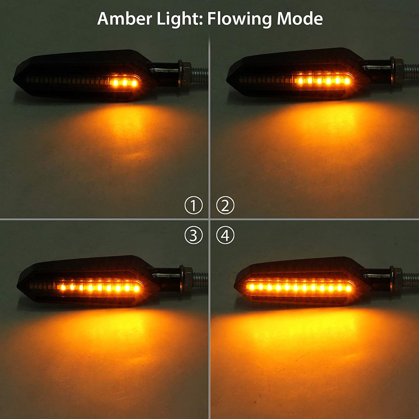 PROZOR 4PCS Motorcycle Turn Signal Lights