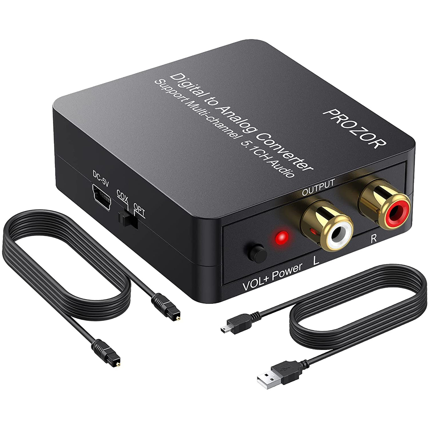 PROZOR Digital to Analog Audio Converter Support Dolby/DTS Decoder