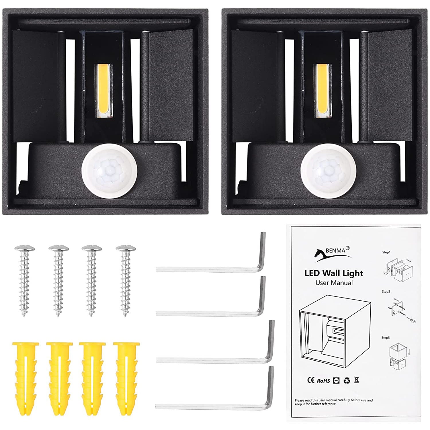 PROZOR 2PCS Outdoor LED Wall Lights