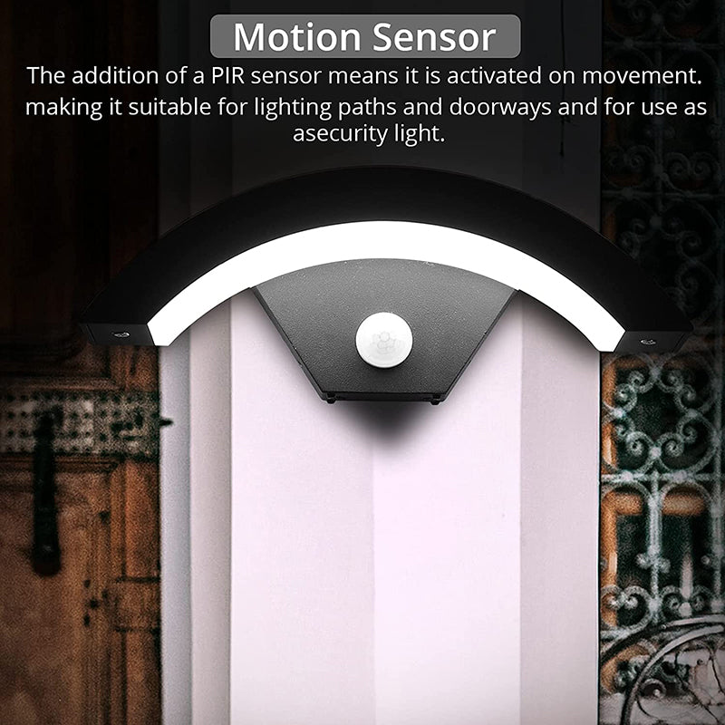 PROZOR LED Curved Wall Light PIR Motion Sensor 18W 3000K