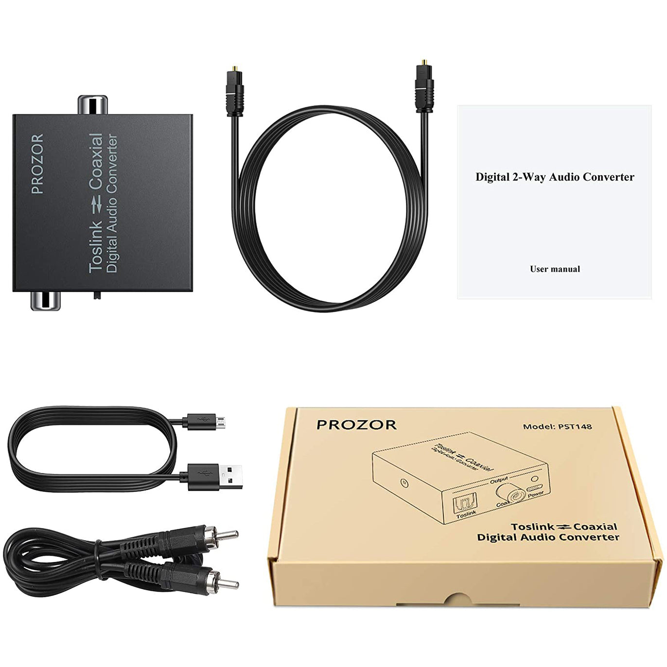 PROZOR Digital Coaxial to Optical SPDIF Toslink Converter