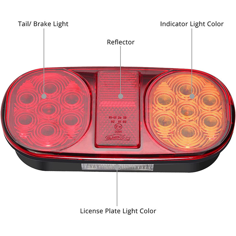 PROZOR 2PCS Tail Lights 18LEDs E-mark E11 Certification Rear Stop Lights 12V