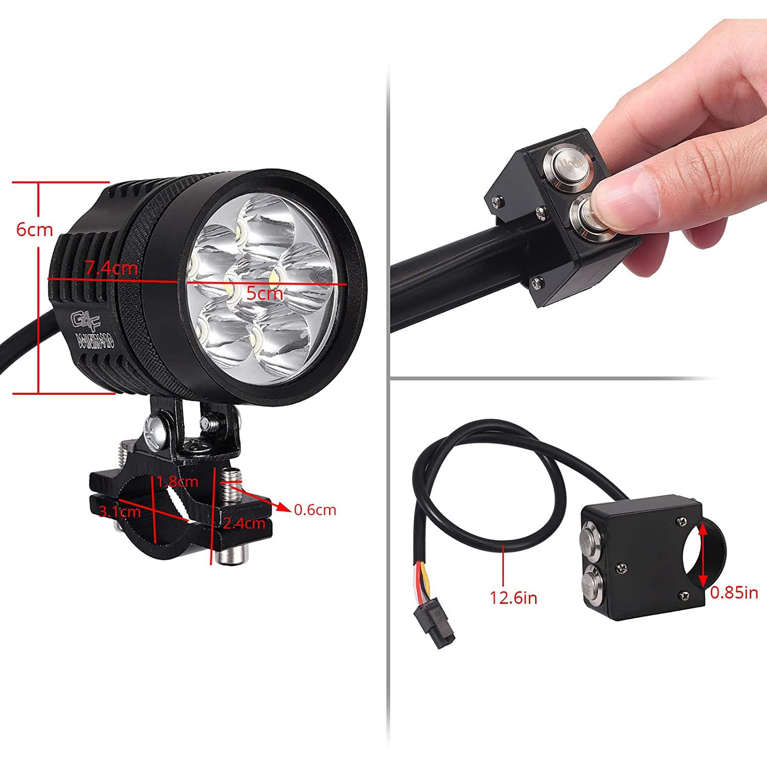 PROZOR 2 PCS 36W Waterproof Front Headlights for Motorcycle