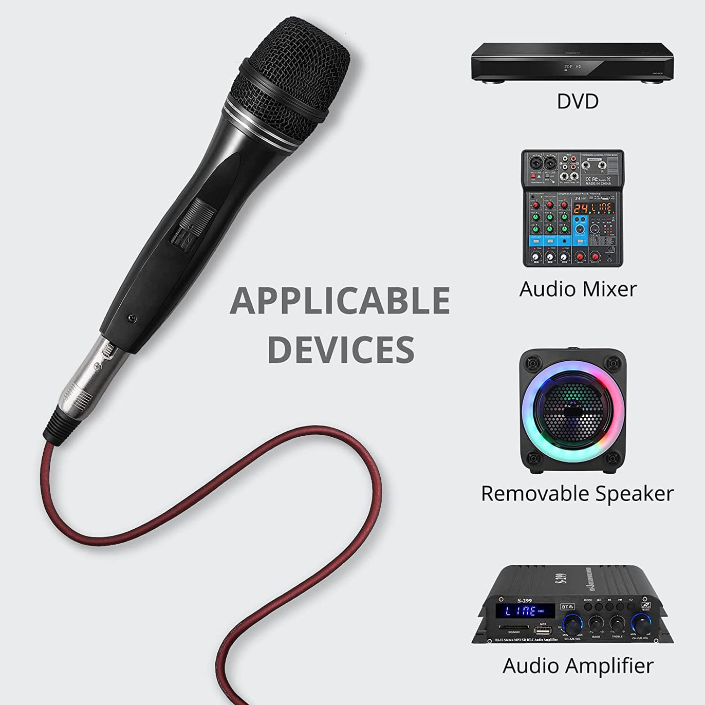 PROZOR Dynamic Karaoke Microphone with 16.4ft XLR Cable