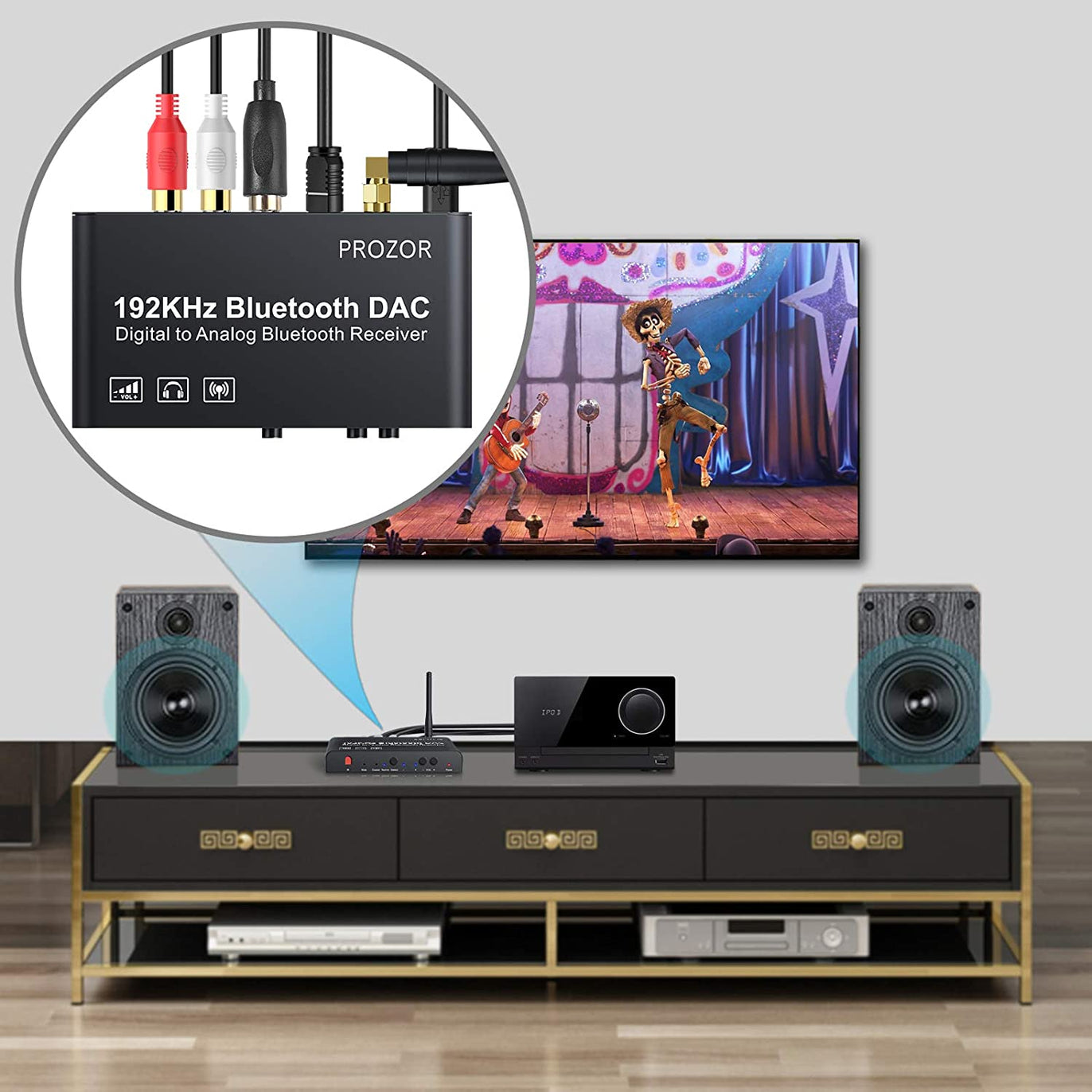 PROZOR DAC Converter 192KHz Bluetooth V5.0 Receiver