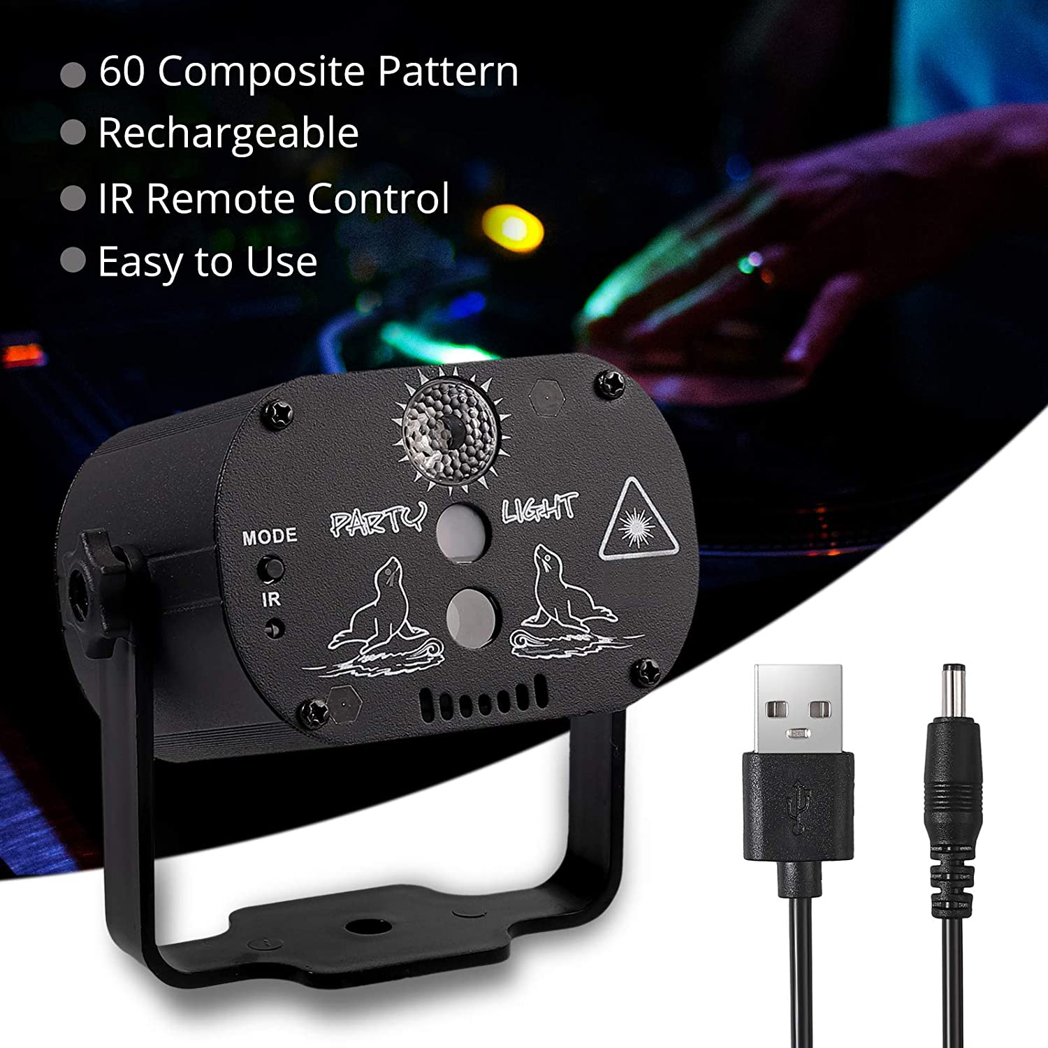 PROZOR LED Party Lights DJ Disco Lights 60 Patterns RGB Stage