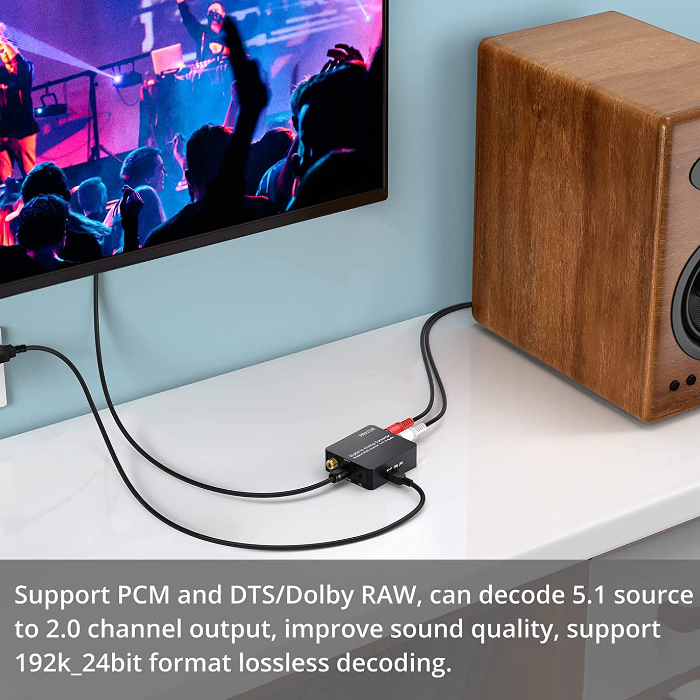 PROZOR Digital to Analog Audio Converter Support Dolby/DTS Decoder