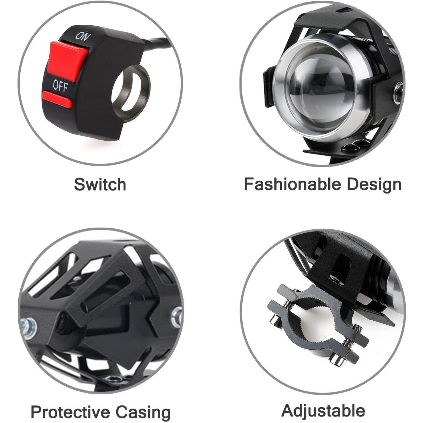 PROZOR LED Motorcycle Headlights & Switch