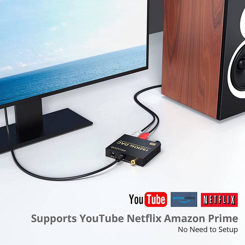 PROZOR 192kHz Digital to Analog Audio Converter Support Dolby AC-3 DTS 5.1CH