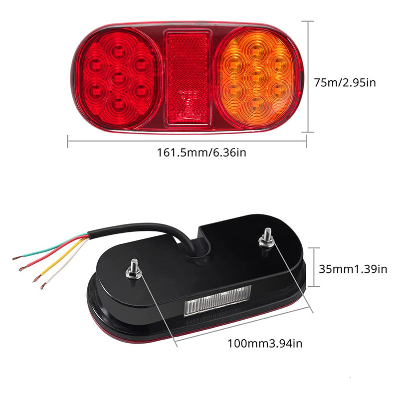 PROZOR 2PCS Tail Lights 18LEDs E-mark E11 Certification Rear Stop Lights 12V