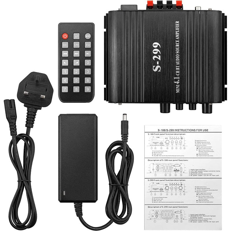 PROZOR HiFi Bluetooth 4.1CH Stereo Audio Amplifier