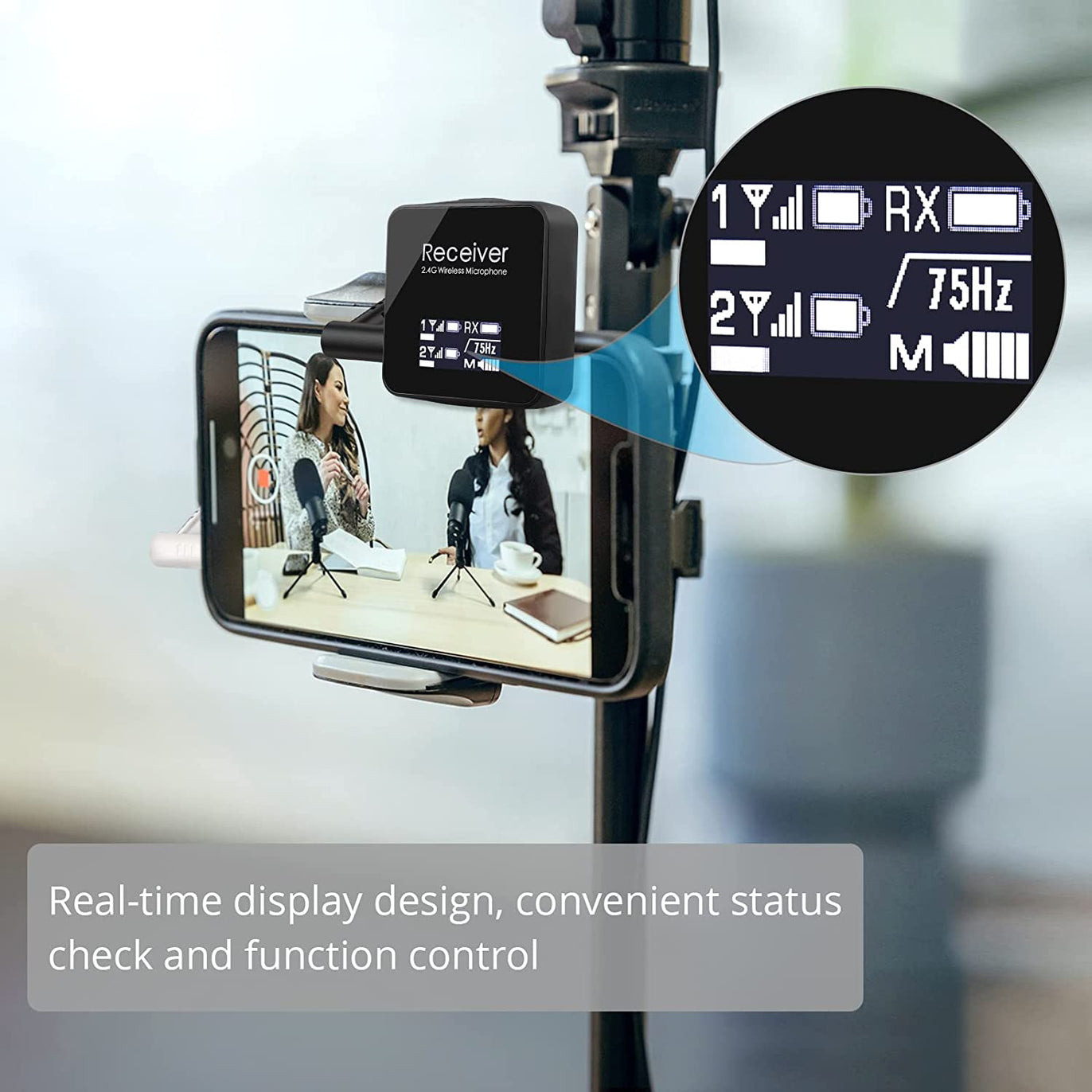 PROZOR 2.4GHz Wireless Lavalier Microphone System with Dual Transmitter & 1 Receiver Kit