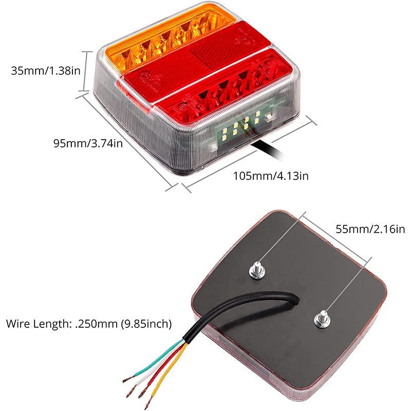 PROZOR 2PCS Tail Lights E-mark E11 Certification Rear Stop Lights 12V 18LEDs