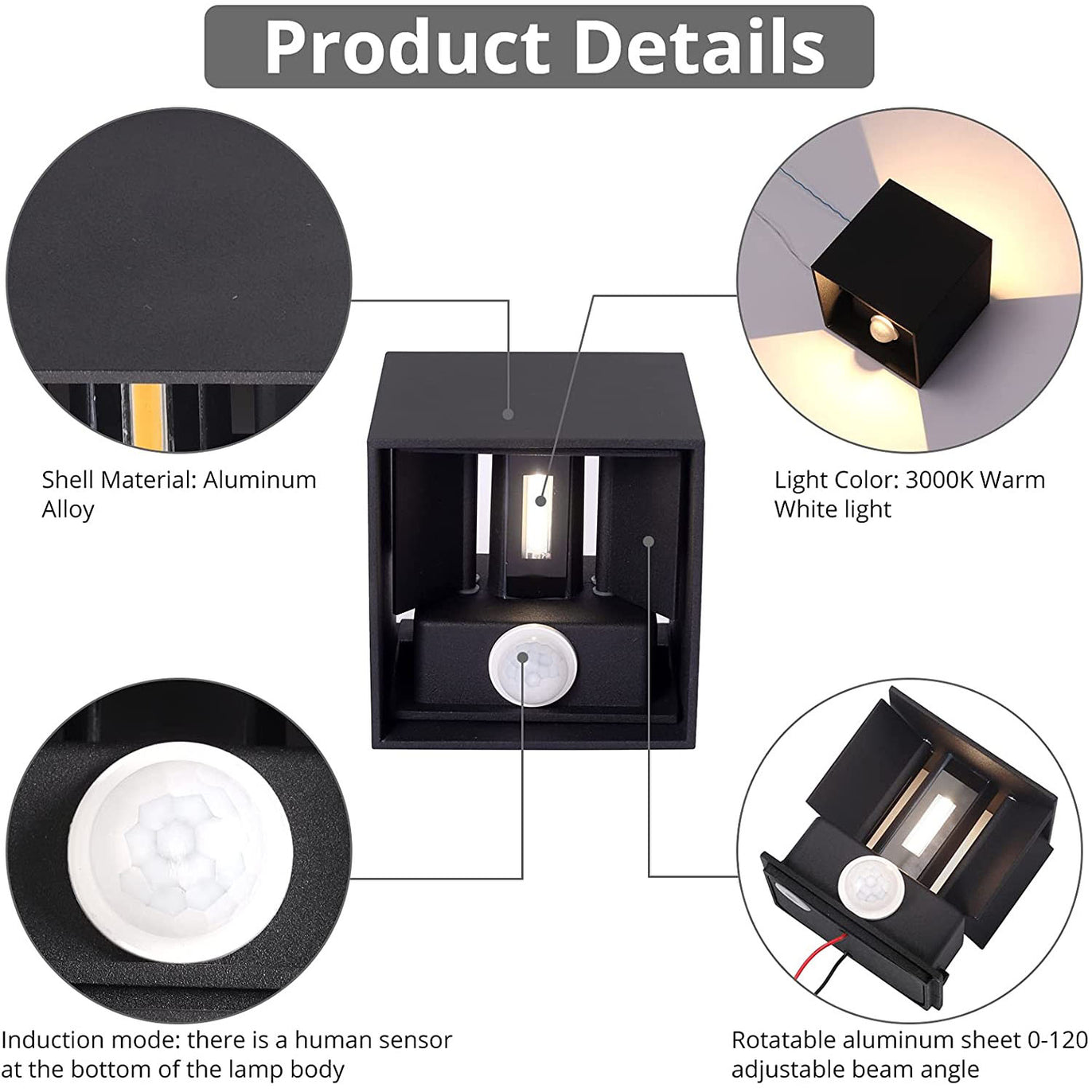 PROZOR 2PCS Outdoor LED Wall Lights