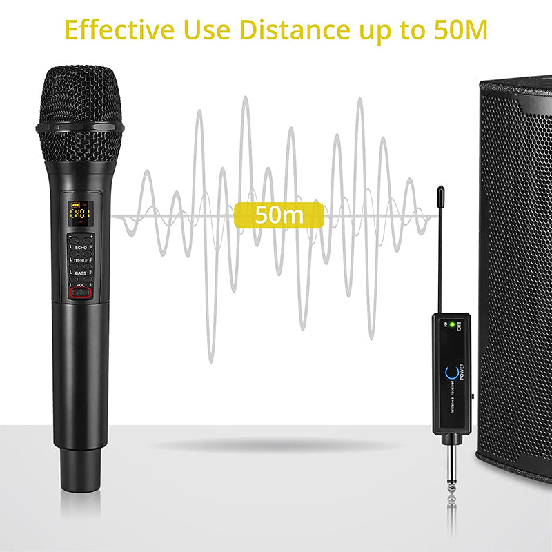 PROZOR Wireless Microphone with Volume Treble Bass Echo Control