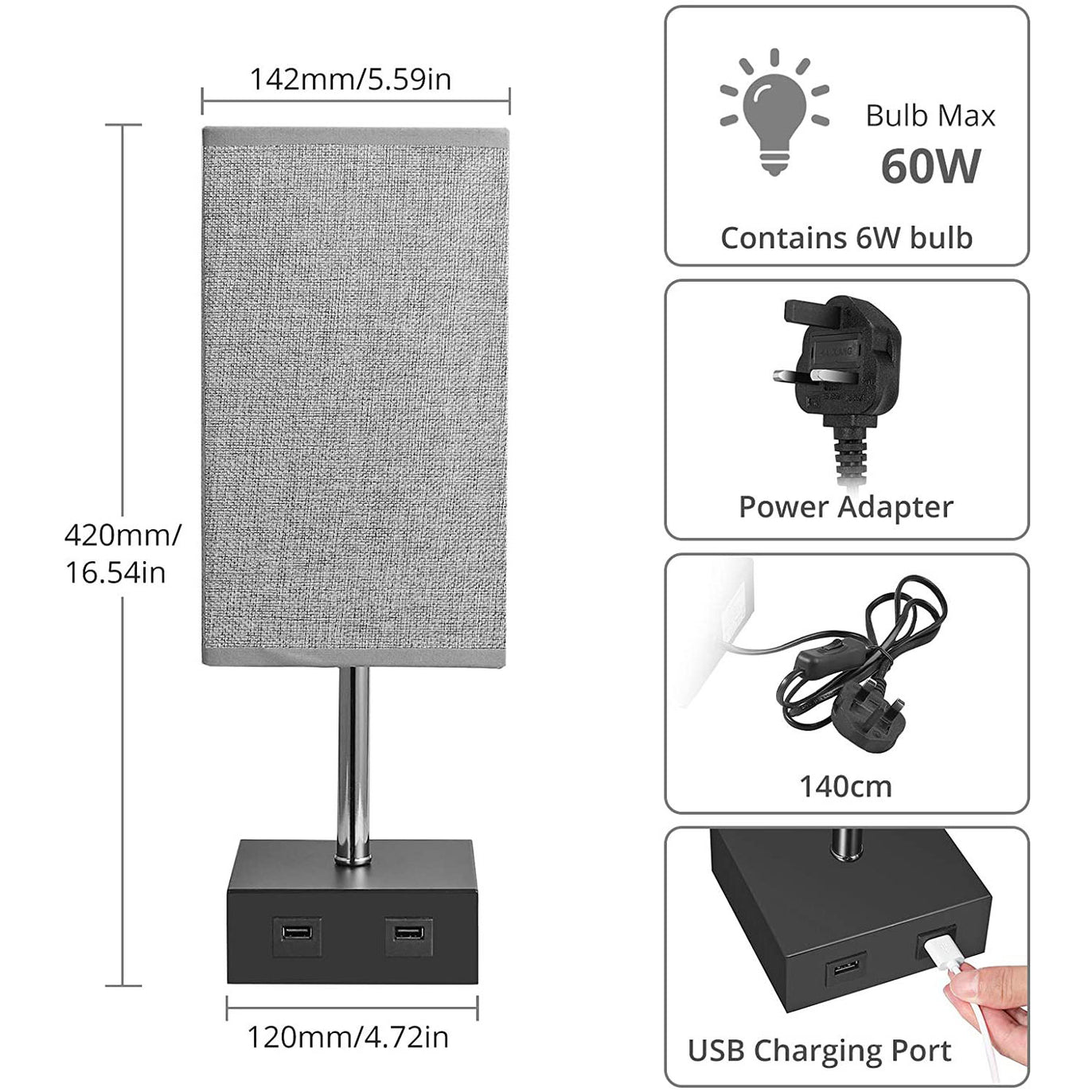 PROZOR Touch Control Table Lamp