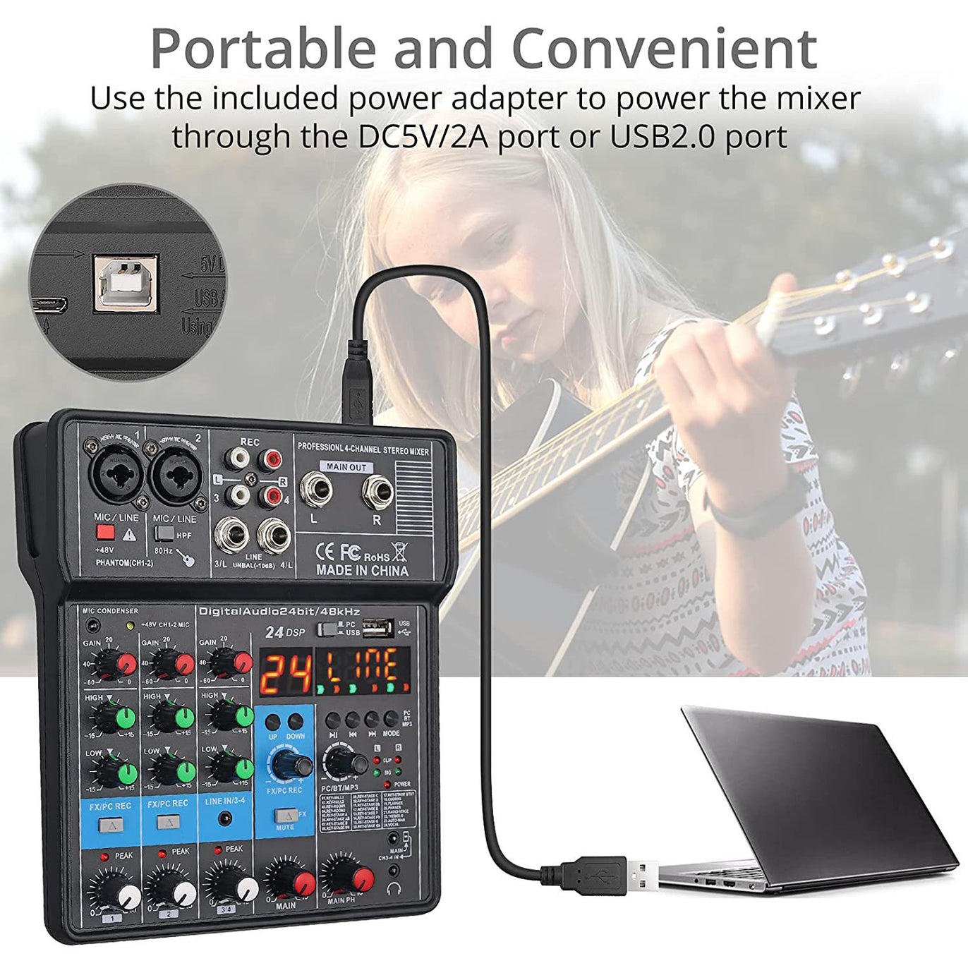 PROZOR 4-Channel Audio Mixer