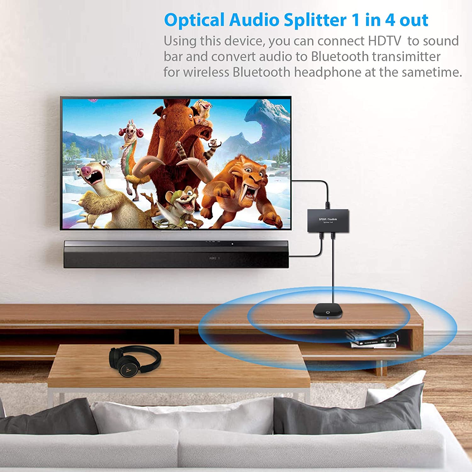PROZOR 1x4 Digital Optical Audio Splitter