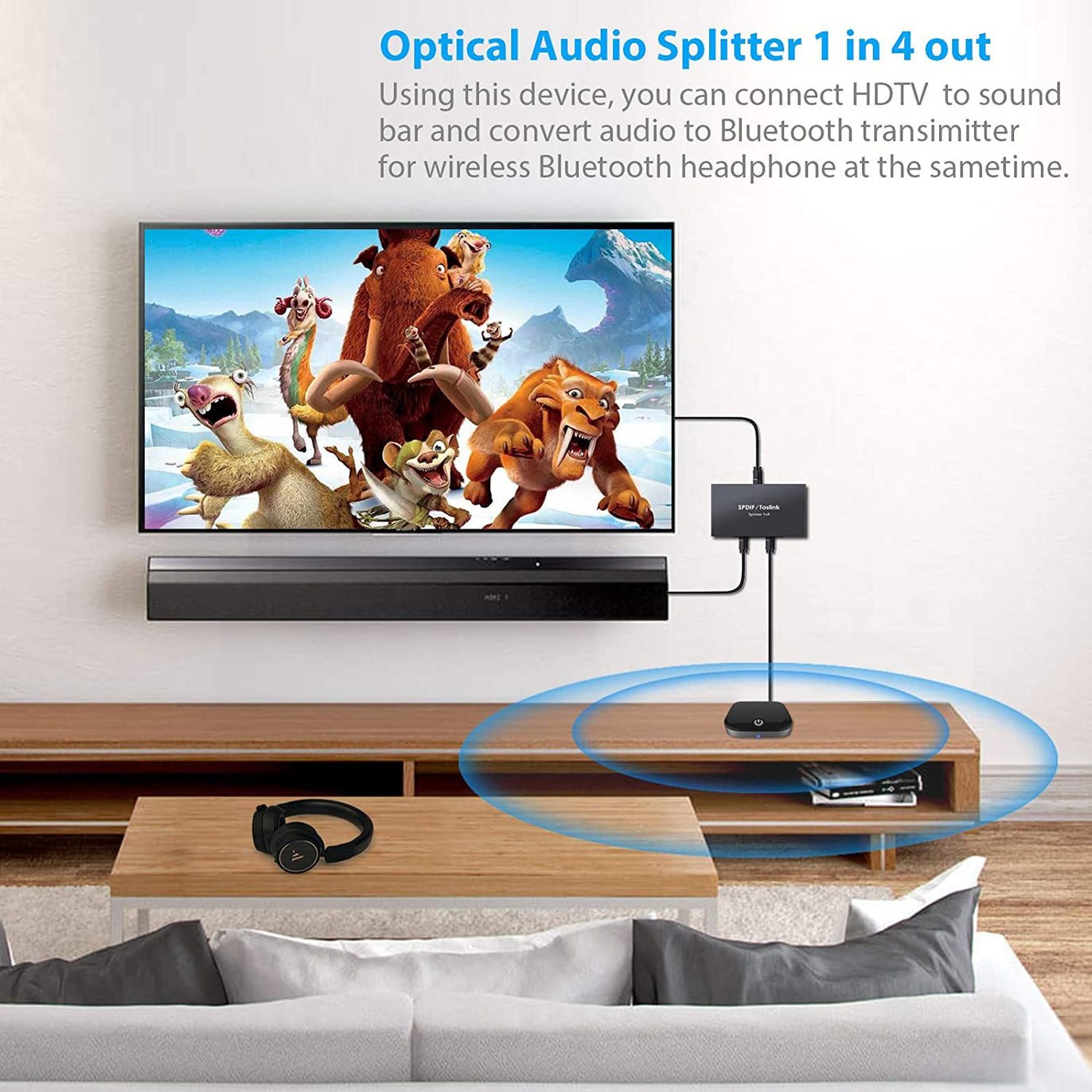 PROZOR 1x4 Digital Optical Audio Splitter