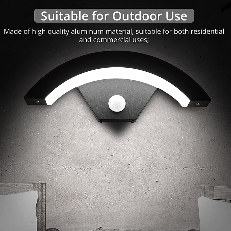 PROZOR LED Curved Wall Light PIR Motion Sensor 18W 3000K