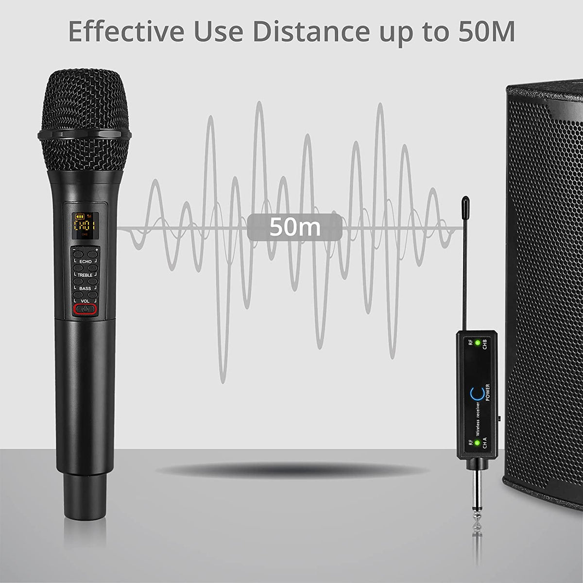 PROZOR Wireless Microphone,UHF Wireless Handheld Dynamic Mic System