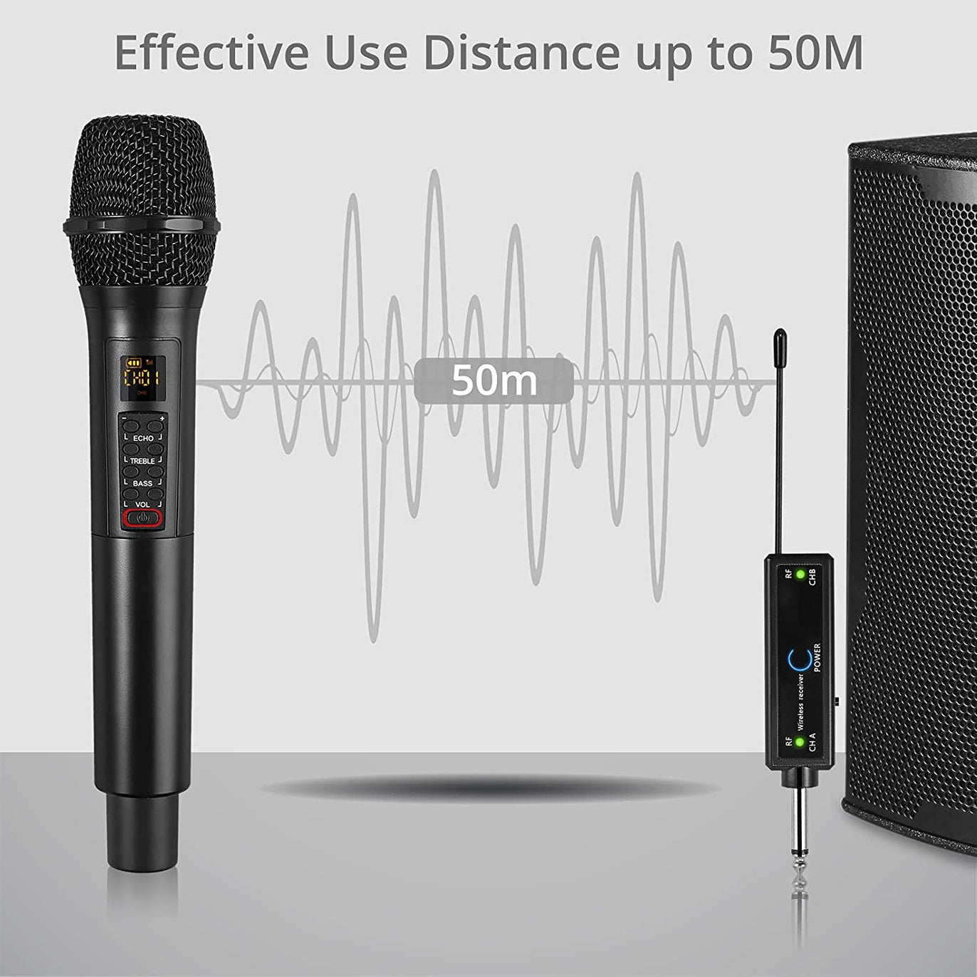 PROZOR Wireless Microphone,UHF Wireless Handheld Dynamic Mic System