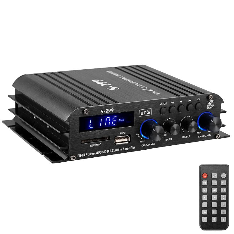 Amplificatore Bluetooth PROZOR 800W – Telecomando, Regolazione Toni, Ingressi USB/microfono/FM, Per Auto E Casa