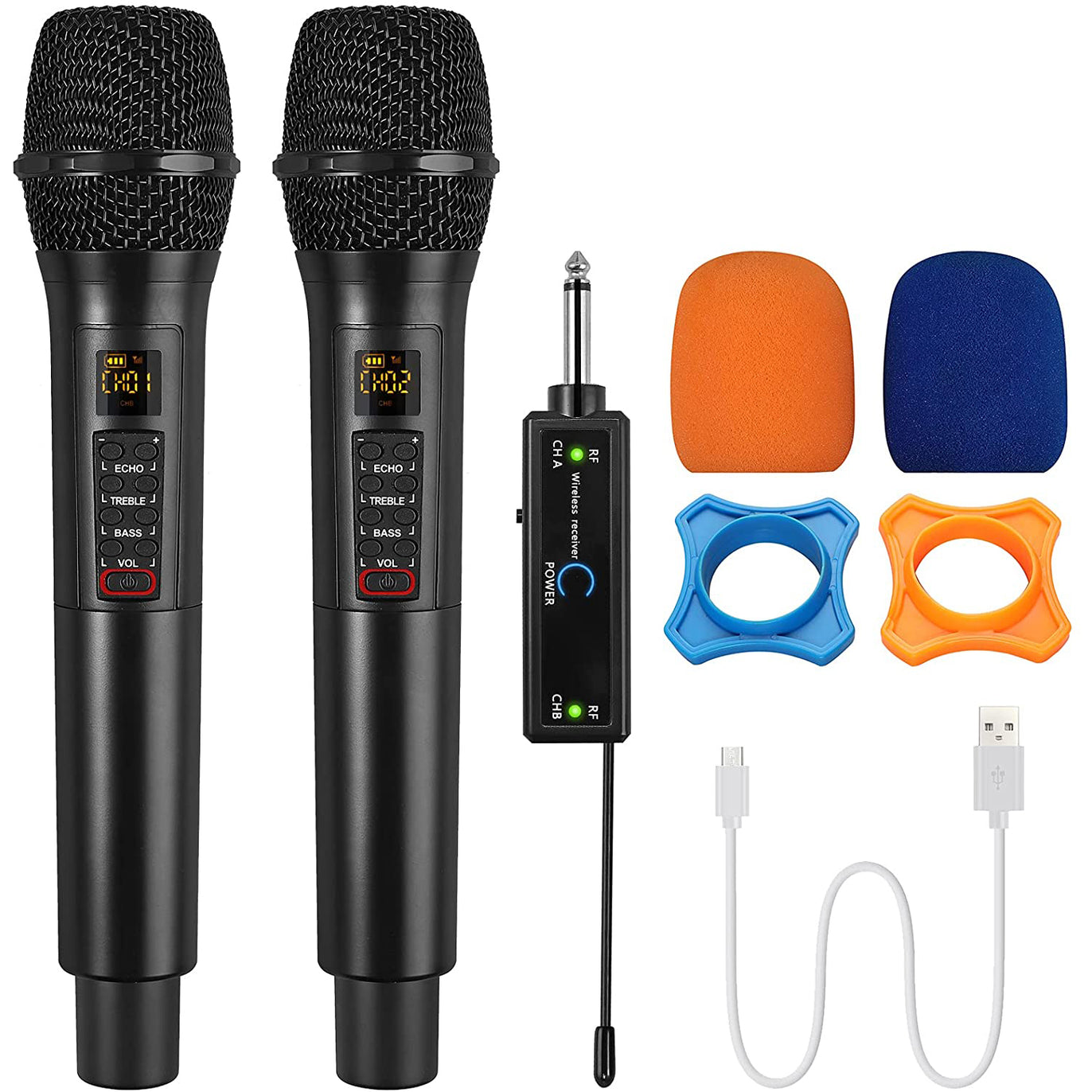 PROZOR Wireless Microphone,UHF Wireless Handheld Dynamic Mic System