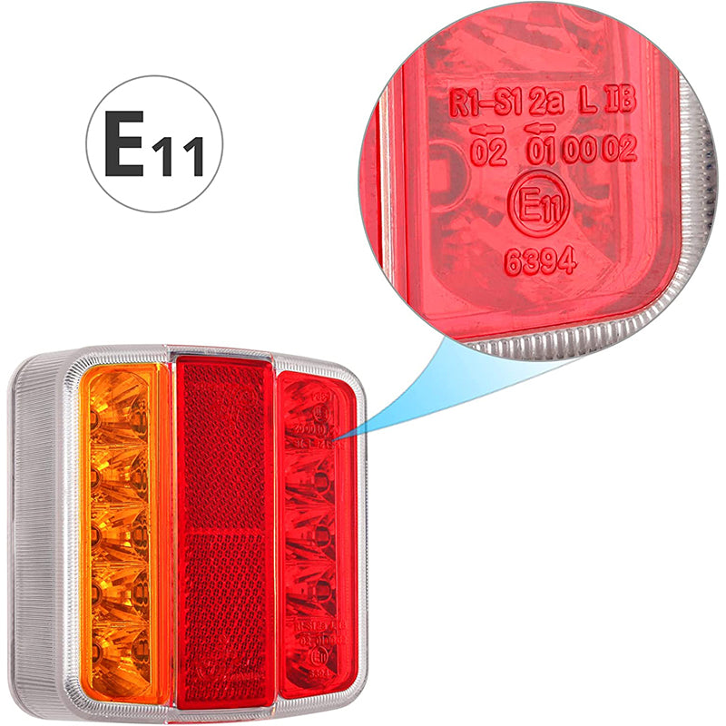 PROZOR 2PCS Tail Lights E-mark E11 Certification Rear Stop Lights 12V 18LEDs